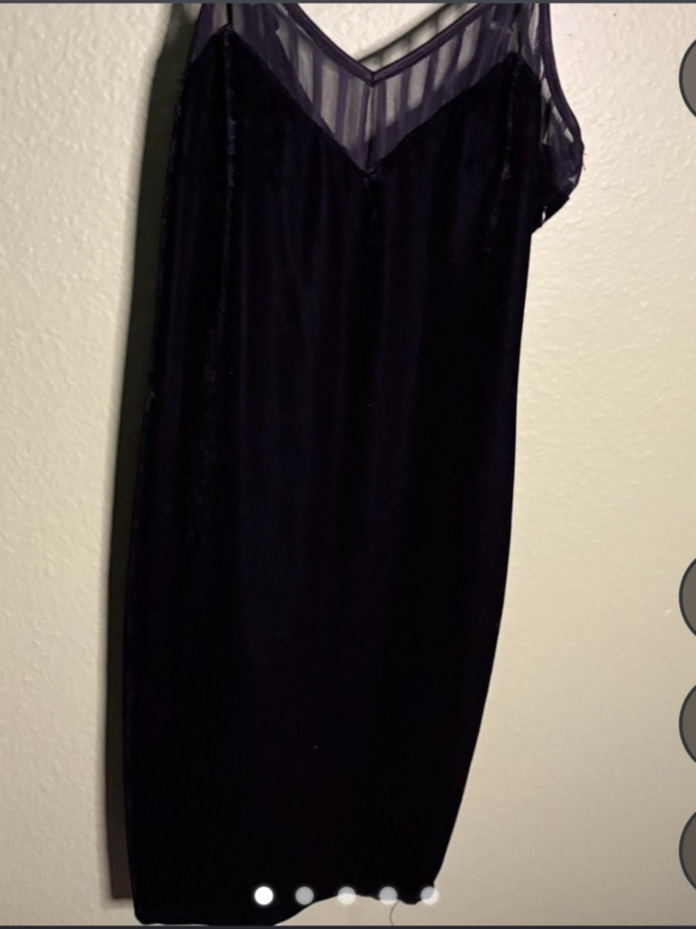 iris Black Velvet Midi Slip Dress with Sheer Yoke